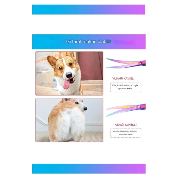 xolo Kavisli Rainbow Petshop Kuaför Kedi Köpek Evcil Hayvan Makası Saç Şekil Verme Makası Xlq510 - Görsel 6