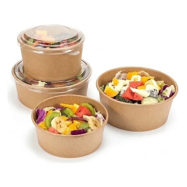 ŞEYLİŞEYLER Şeylişeyler - Kraft Salata Kabı 750 gr / 750 cc 100 Adet - Şeffaf Kapaklı Sızdırmaz Paket Servis Kasesi (Kapak Dahil Set) - Görsel 3