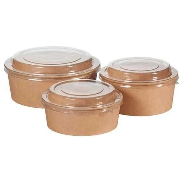 ŞEYLİŞEYLER Şeylişeyler - Kraft Salata Kabı 750 gr / 750 cc 100 Adet - Şeffaf Kapaklı Sızdırmaz Paket Servis Kasesi (Kapak Dahil Set) - Görsel 2