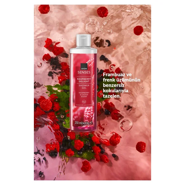 Avon Senses Raspberry Delight Frambuaz ve Frenk Üzümü 250 ml 3 Adet Duş Jeli - Görsel 9