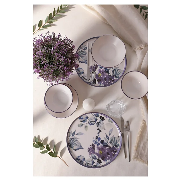 Keramika Purple Flower Yemek Takımı 6 Parça 2 Kişilik 21329-30-31 - Görsel 6