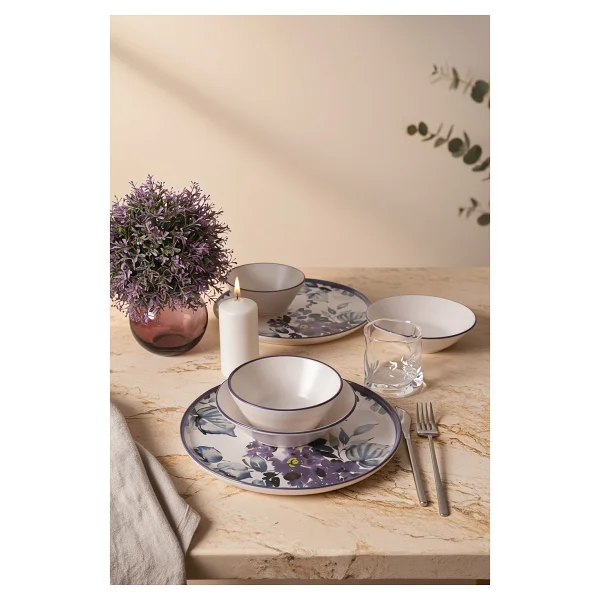 Keramika Purple Flower Yemek Takımı 6 Parça 2 Kişilik 21329-30-31 - Görsel 7
