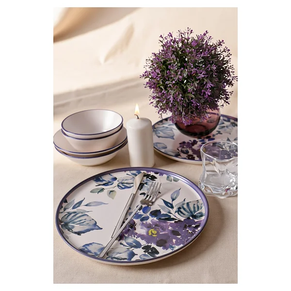 Keramika Purple Flower Yemek Takımı 6 Parça 2 Kişilik 21329-30-31 - Görsel 8