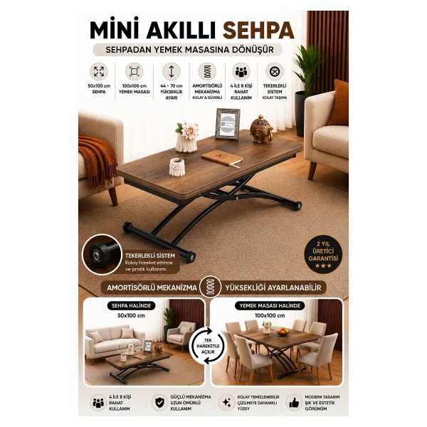 Sehpam Akıllı Sehpa Mini Juppo Üst Tabla Mdf Oval Köşe Alt Ayak Siyah Dışa Kıvrım - Görsel 10