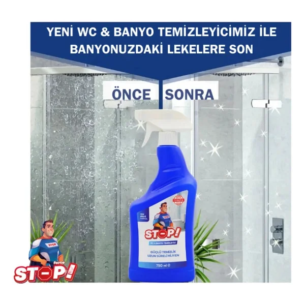 Stop Forte 3'lü WC & Banyo Temizleyici 750 ml Güçlü Temizlik Performansı ile Uzun Süreli Hijyen - Görsel 4