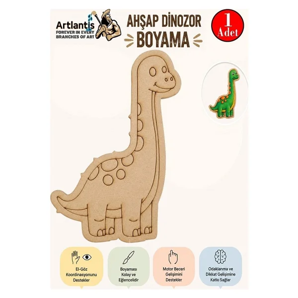 Artlantis Ahşap Boyama Dinozorlar 1 Adet 10X15 Dinazor Boyama Figürü Etkinlik Çocuk Gelişim Motor Beceri Anasınıfı Kreş - Siyah - Görsel 2