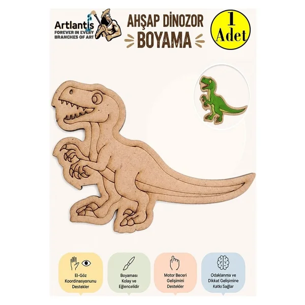 Artlantis Ahşap Boyama Dinozorlar 1 Adet 10X15 Dinazor Boyama Figürü Etkinlik Çocuk Gelişim Motor Beceri Anasınıfı Kreş - Siyah - Görsel 5