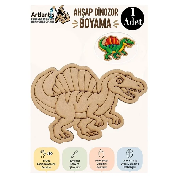 Artlantis Ahşap Boyama Dinozorlar 1 Adet 10X15 Dinazor Boyama Figürü Etkinlik Çocuk Gelişim Motor Beceri Anasınıfı Kreş - Siyah - Görsel 8