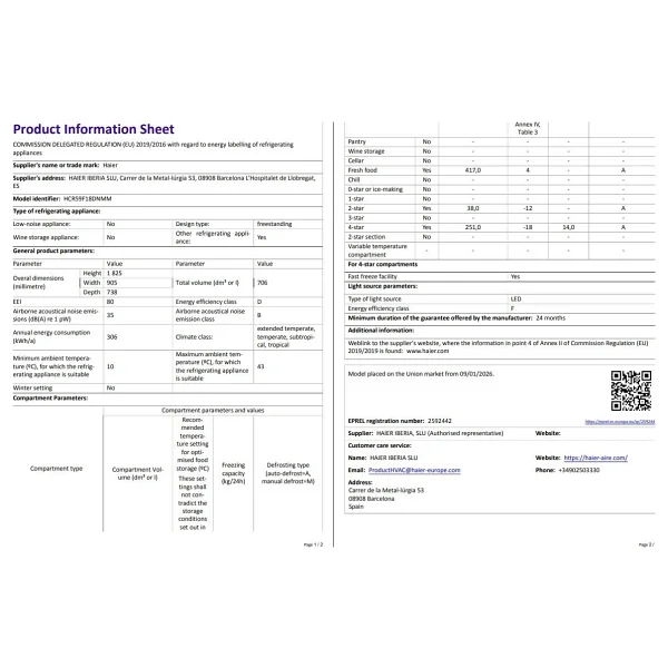 Haier HCR59F18DNMM Gardırop No Frost Buzdolabı - Görsel 9