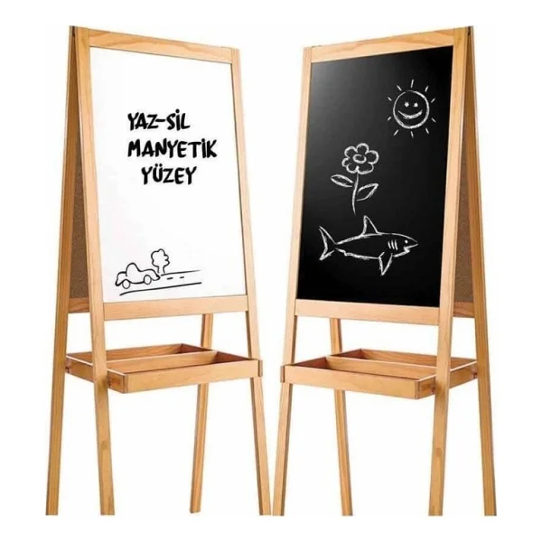 Nessi World 2195 Ayaklı Çift Taraflı Manyetik Ahşap Yazı Tahtası - Görsel 5