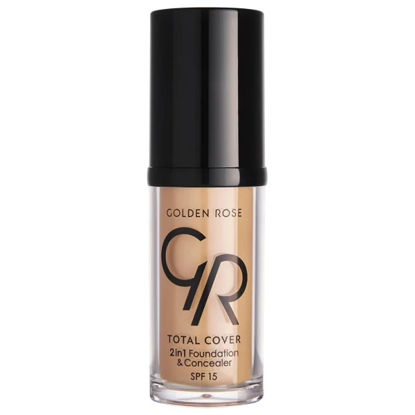 Golden Rose Total Cover 2 in 1 SPF 15 21 Light Yellow Beige 30 ml Fondöten & Kapatıcı - Görsel 4