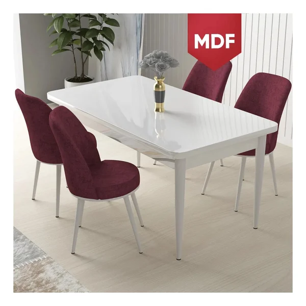 Canisa Concept Nil Serisi, Beyaz Masa 70X110 Sabit Yemek Masası Takımı, 4 Sandalye - Siyah - Görsel 10