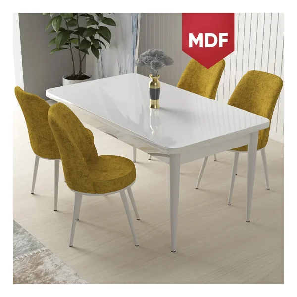 Canisa Concept Nil Serisi, Beyaz Masa 70X110 Sabit Yemek Masası Takımı, 4 Sandalye - Siyah - Görsel 9