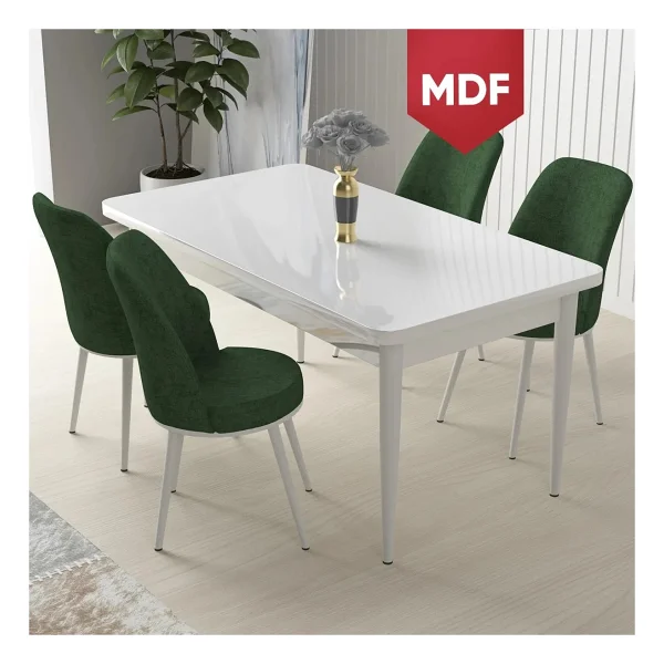 Canisa Concept Nil Serisi, Beyaz Masa 70X110 Sabit Yemek Masası Takımı, 4 Sandalye - Siyah - Görsel 7