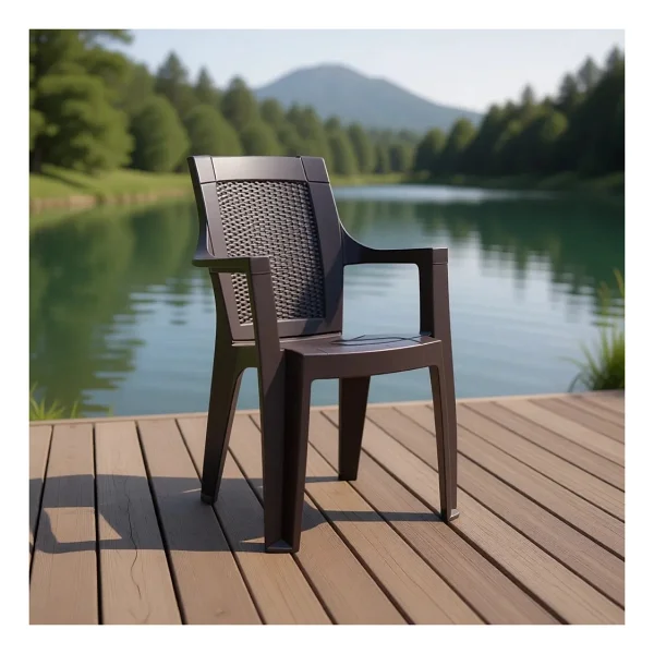 Cakha Caka Elegance Rattan Desenli Plastik Koltuk Kahve - Görsel 2
