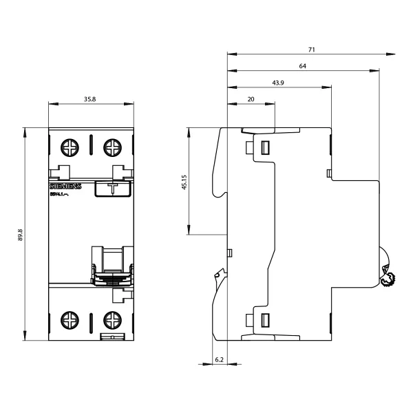 Siemens 5SV4612-0 2x25 A 230 V 300 mA AC Tipi Kaçak Akım Rölesi - Görsel 2