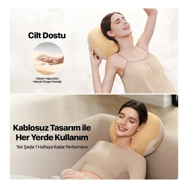 SKG 8511 Presso Kablosuz Memory Foam Masaj Yastığı Profesyonel 3D Yoğurma Teknolojisi 4 Masaj Modu Geniş Alanlı Isı Terapisi Boyun, Omuz, Bel ve Bacak Kullanımı - Görsel 7