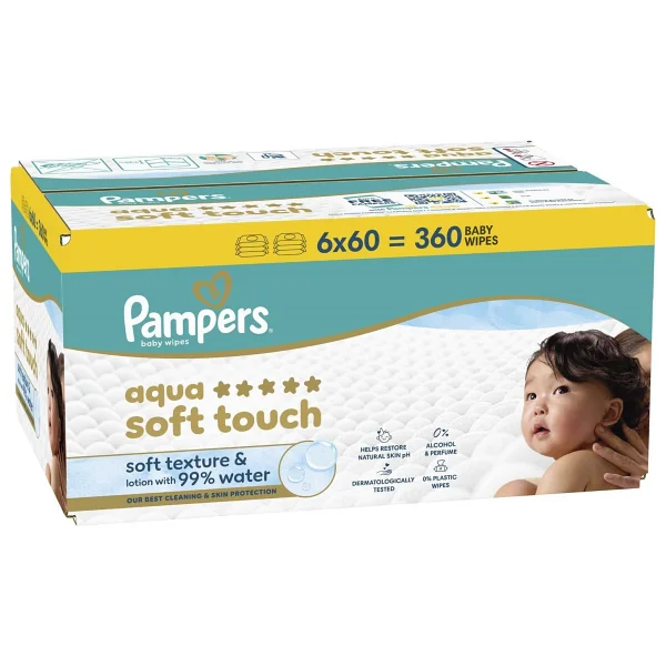 Prima Pampers Aqua Soft Touch 60 Yaprak 6'lı Paket Islak Mendil - Görsel 4