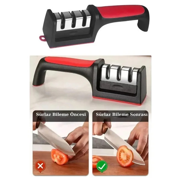 Store Bıçak Bileyici 3 Açılı Elmas Seramik Tungsten Çelik El Bıçakları Bileme Et Bıçağı Bile - Görsel 6
