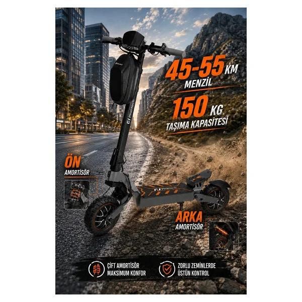 Pirantech F1 Max 2000 W Katlanabilir Elektrikli Bisiklet - Görsel 4