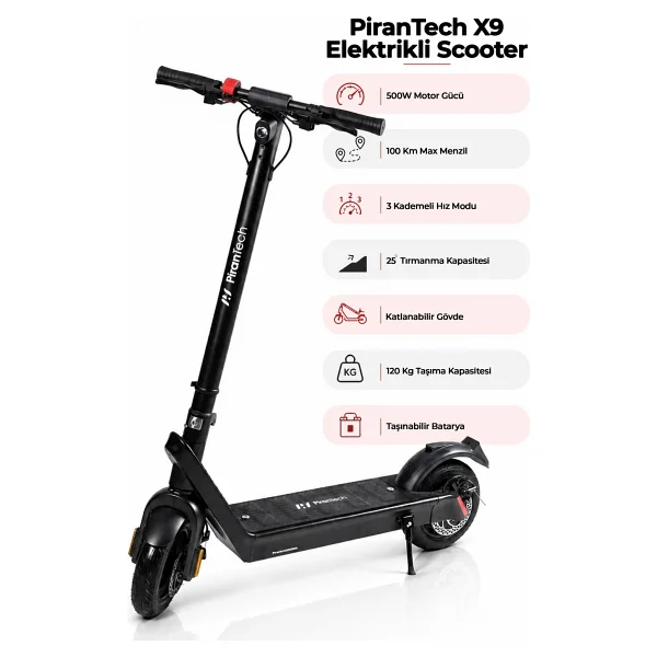 Pirantech X9 850 W Elektrikli Scooter - Görsel 6