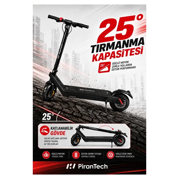 Pirantech X9 850 W Elektrikli Scooter - Görsel 4