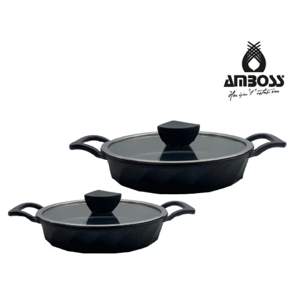 Amboss Astral 4 Parça Döküm Sahan Seti - Cam Kapaklı - Siyah - Görsel 2