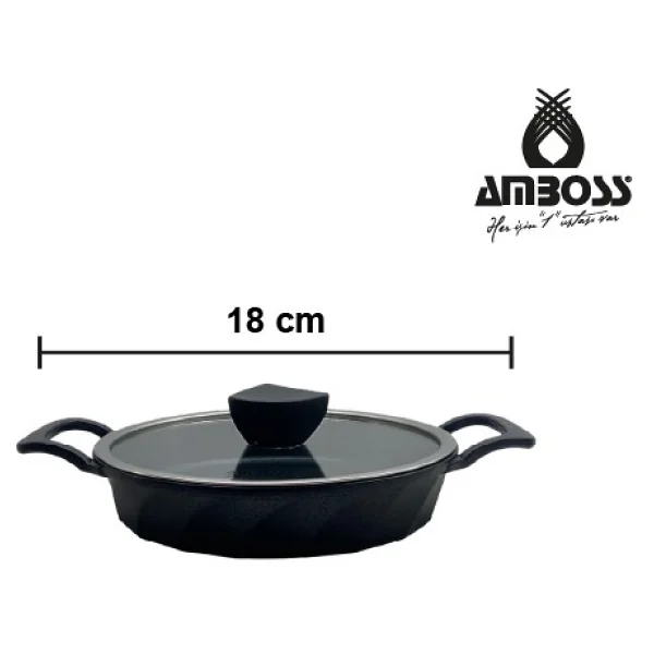 Amboss Astral 4 Parça Döküm Sahan Seti - Cam Kapaklı - Siyah - Görsel 3
