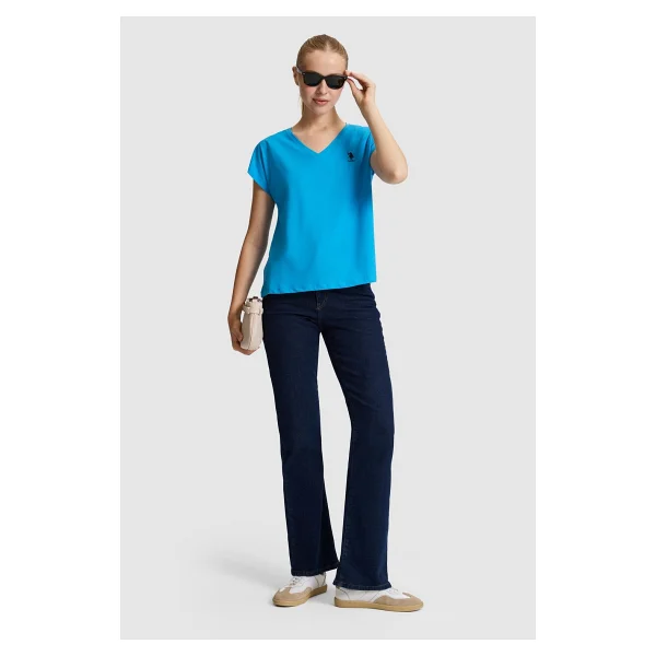 U.S. Polo Assn 50323541 Kısa Kollu V Yaka Kadın Tişört - Görsel 4