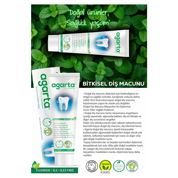 Agarta Doğal Bitki Özlü Tam Koruma Beyazlatıcı 100 ml Florürsüz Diş Macunu - Görsel 10