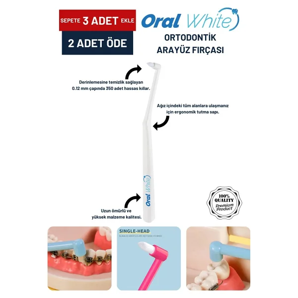 Oral White Cleaning Pro Ortodontik Arayüz Fırçası - Görsel 3