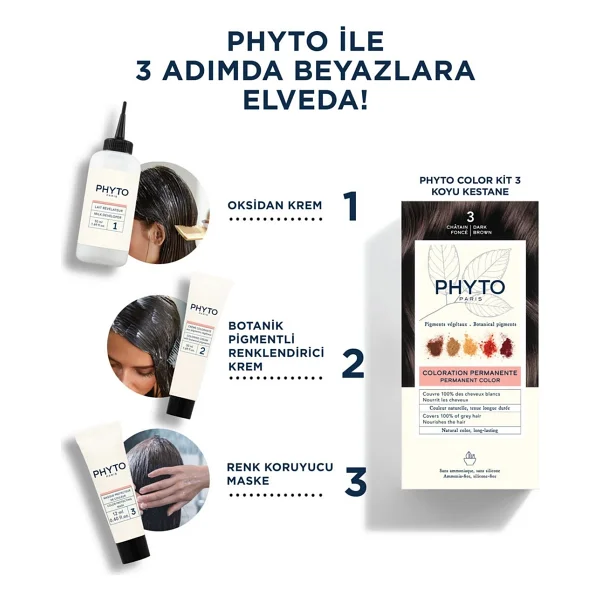 Phyto Color Kit 3 Koyu Kestane Saç Boyası - Görsel 7