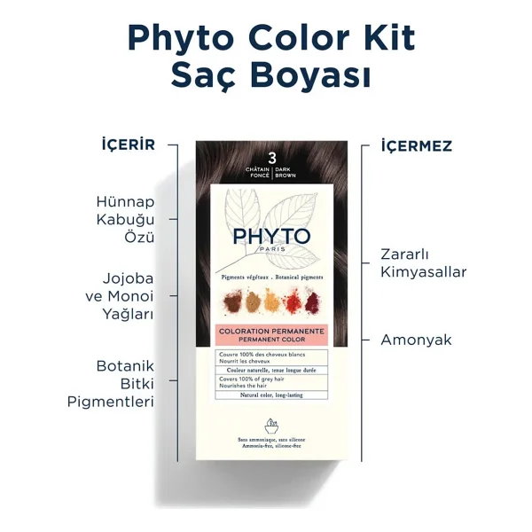 Phyto Color Kit 3 Koyu Kestane Saç Boyası - Görsel 9