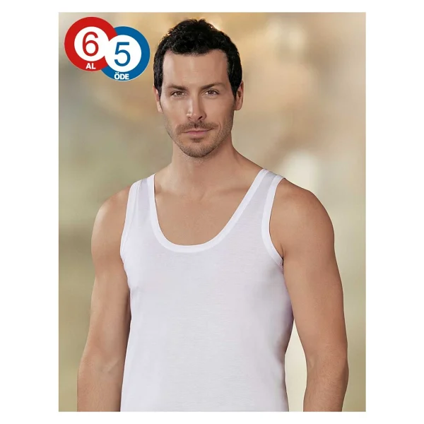 Şahinler Erkek Beyaz%100 pamuk 6 Lı Paket Atlet Me002 S - Görsel 9