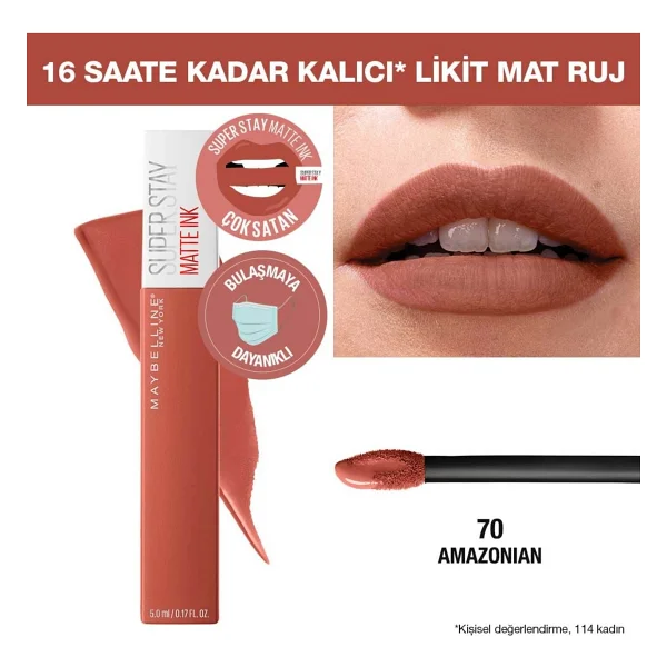 Maybelline New York Superstay Mat Ink Unnude Ruj 70 Amazonian - Görsel 7