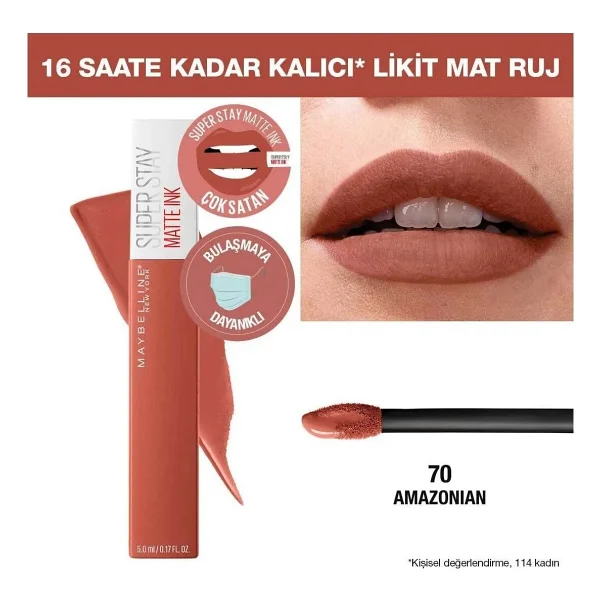 Maybelline New York Superstay Mat Ink Unnude Ruj 70 Amazonian - Görsel 9