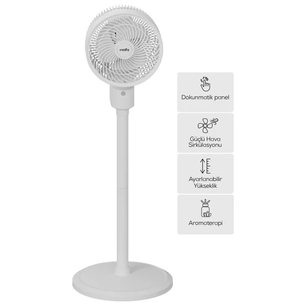Volty Ayaklı Vantilatör 3D Salınımlı, Kumandalı, Aromaterapi, Ultra Sessiz, 7s Zamanlı (V0402101) - Görsel 2