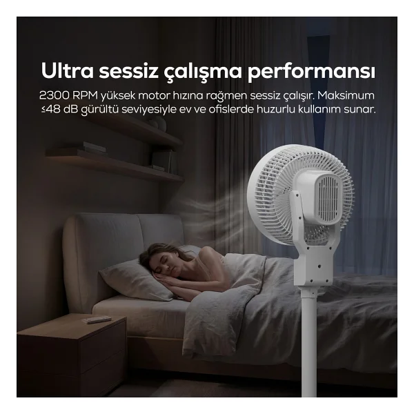 Volty Ayaklı Vantilatör 3D Salınımlı, Kumandalı, Aromaterapi, Ultra Sessiz, 7s Zamanlı (V0402101) - Görsel 4