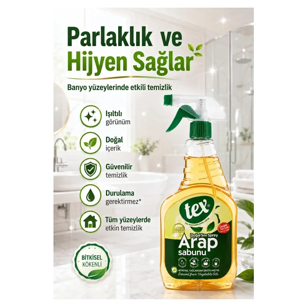 Tex Doğal Sıvı Sprey - Arap Sabunu - Bitkisel Yağ Içerikli - Görsel 4