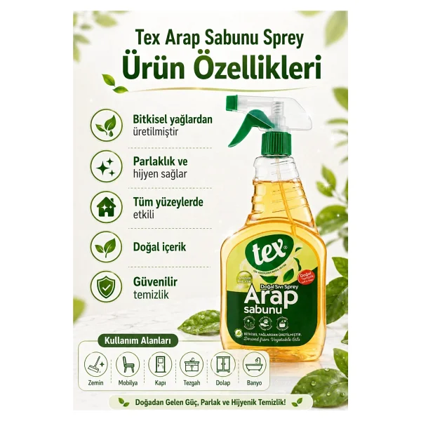 Tex Doğal Sıvı Sprey - Arap Sabunu - Bitkisel Yağ Içerikli - Görsel 5