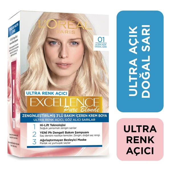 L'Oreal Paris Excellence Pure Blonde 01 Ultra Açık Doğal Sarı Saç Boyası - Görsel 4