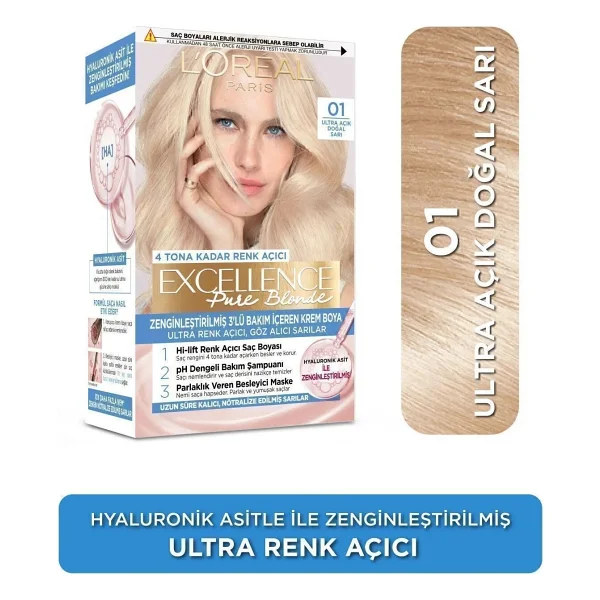 L'Oreal Paris Excellence Pure Blonde 01 Ultra Açık Doğal Sarı Saç Boyası - Görsel 8