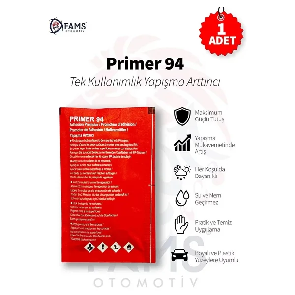 Primer 94 Çift Taraflı Bant Için Yapışma Arttırıcı/kuvvetlendirici Mendil (1 Adet) - Görsel 2