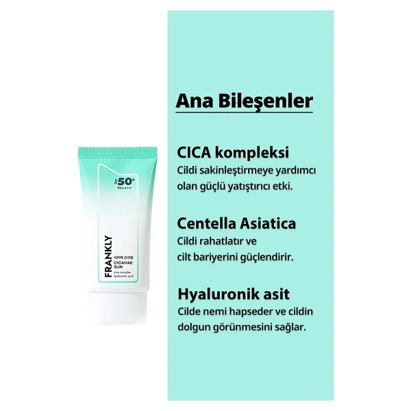Frankly Cicahae Centella Asiatica içeren Nemlendirici 50 ml 50 Faktör Güneş Kremi - Görsel 6