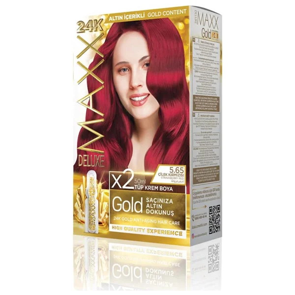 Maxx Deluxe Golden Altın İçerikli Saç Boyası 5.65 Çilek Kırmızısı - Görsel 3