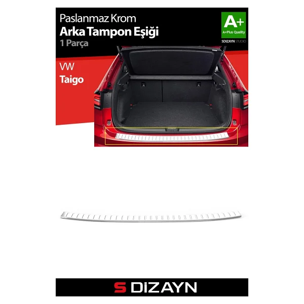 S-Dizayn VW Taigo Krom Arka Tampon Eşiği 2020 Üzeri A+ Kalite - Görsel 9