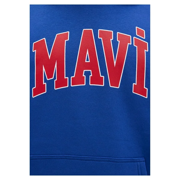 Mavi Logo Baskılı 067149-70907 Kapüşonlu Mavi Erkek Oversize Sweatshirt - Görsel 6