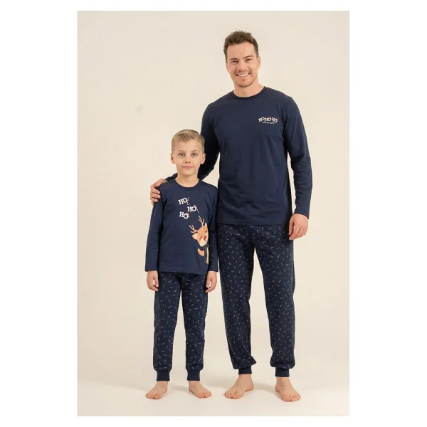 Rolypoly New Year Time Baba Oğul Lacivert Uzun Kol Pijama Takım RP3935-A-V1 RP3935-A-V1 - Görsel 2