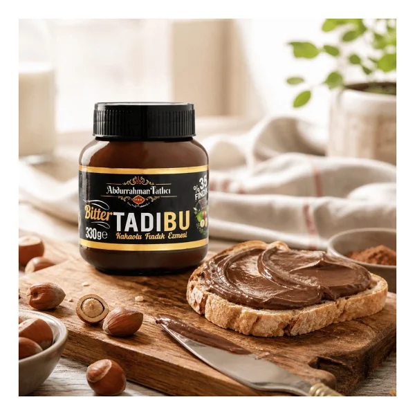 Abdurrahman Tatlıcı Tadıbu Bitter Kakaolu Fındık Ezmesi 330 gr - Görsel 2