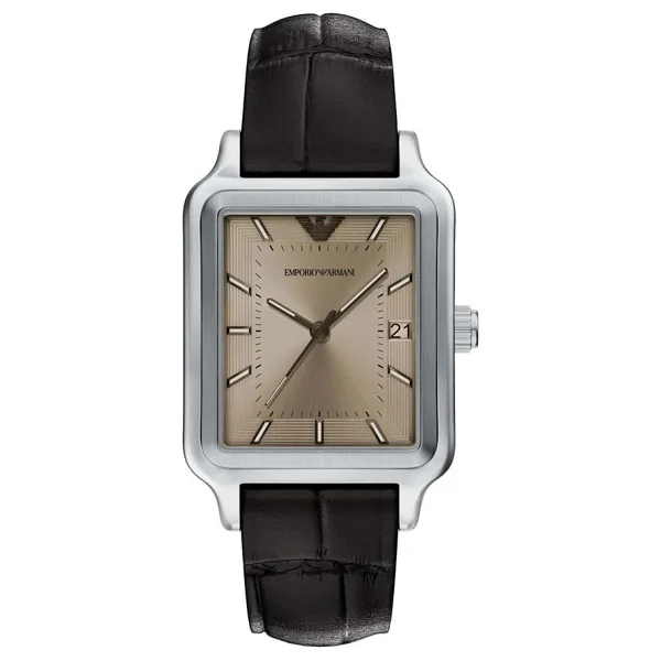 Emporio Armani AR11756 Deri Kordon Siyah-Gümüş Erkek Kol Saati - Görsel 3